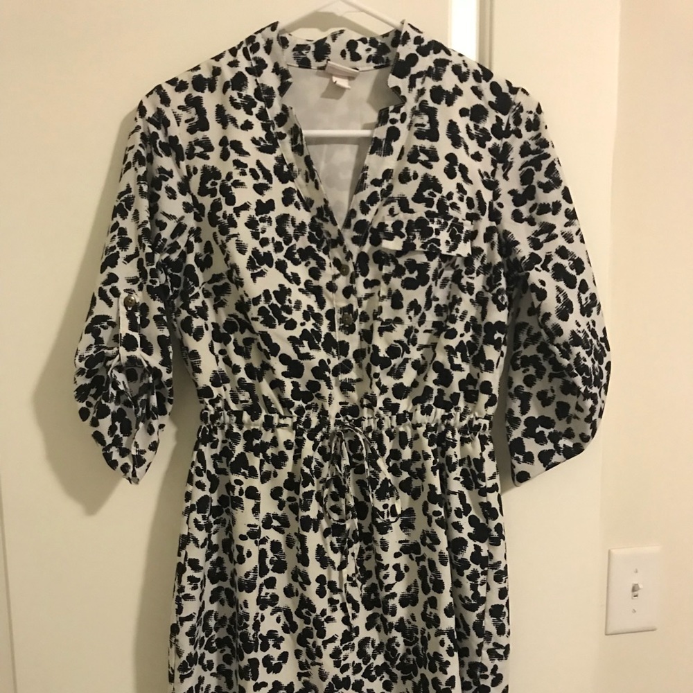 XS Lined Black/White Dress, EUC